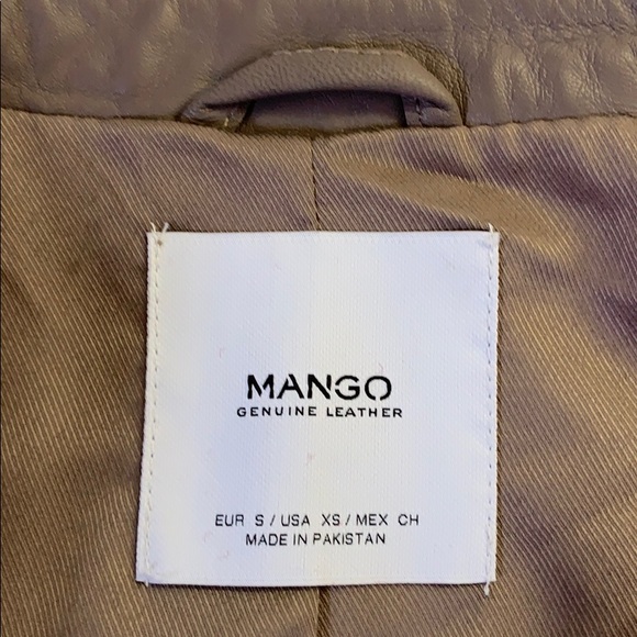 Mango taupe leather moto jacket - Picture 4 of 5